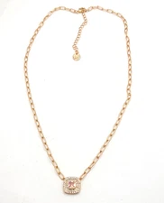 Bomb Party Necklace “The Aspen Necklace” NK97448 Rose Quartz CZ Rose Gold plate