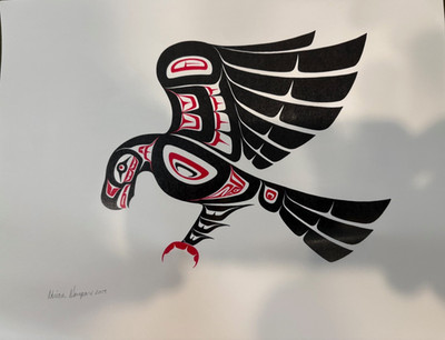 Inuit print signed by Adrian Sampare. 2009. Alpha Wolf Arts.