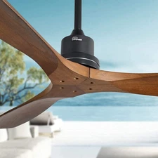 Ceiling Fan no Lights, 52 Inch Low Profile Flush Mount Modern Wood Ceiling Fa...