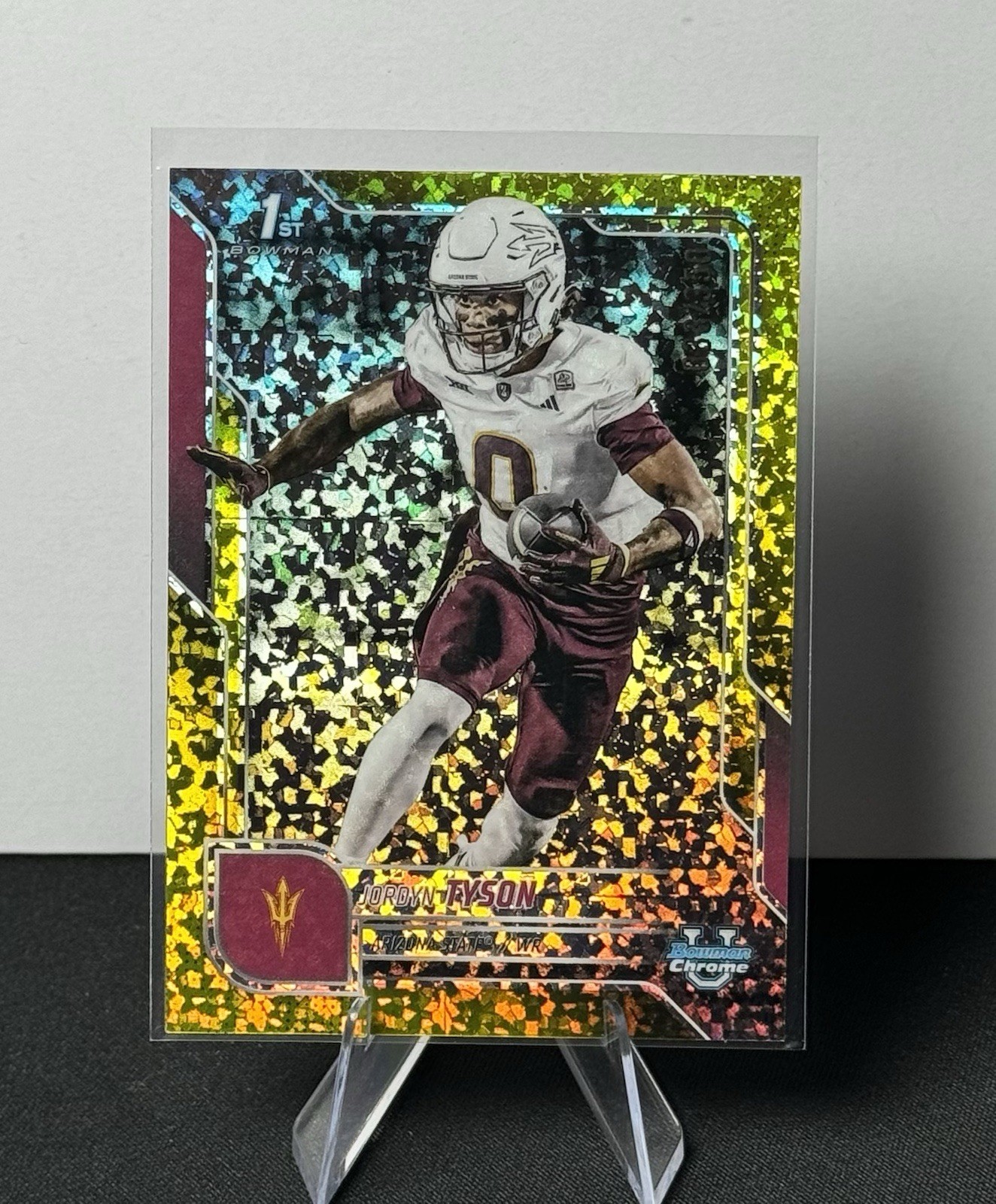 2025 Bowman Chrome U Jordyn Tyson #31 1st Bowman Yellow Mini Diamond Ref /350