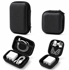 2x Kabeltasche Organizer Schwarz EVA Case USB Kopfhörer Ladegerät Reise Zubehör
