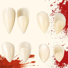 Vampire Teeth Fangs for Adults, 4 Pairs Halloween Fake Teeth with Adhesive
