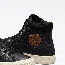 Converse Chuck Taylor Black Leather Sneakers, Midrise - Sz 5 Youth Sz 7 Womens