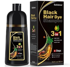 500ml 3-in-1 Black Hair Dye Shampoo for Men Women Gray Coverage