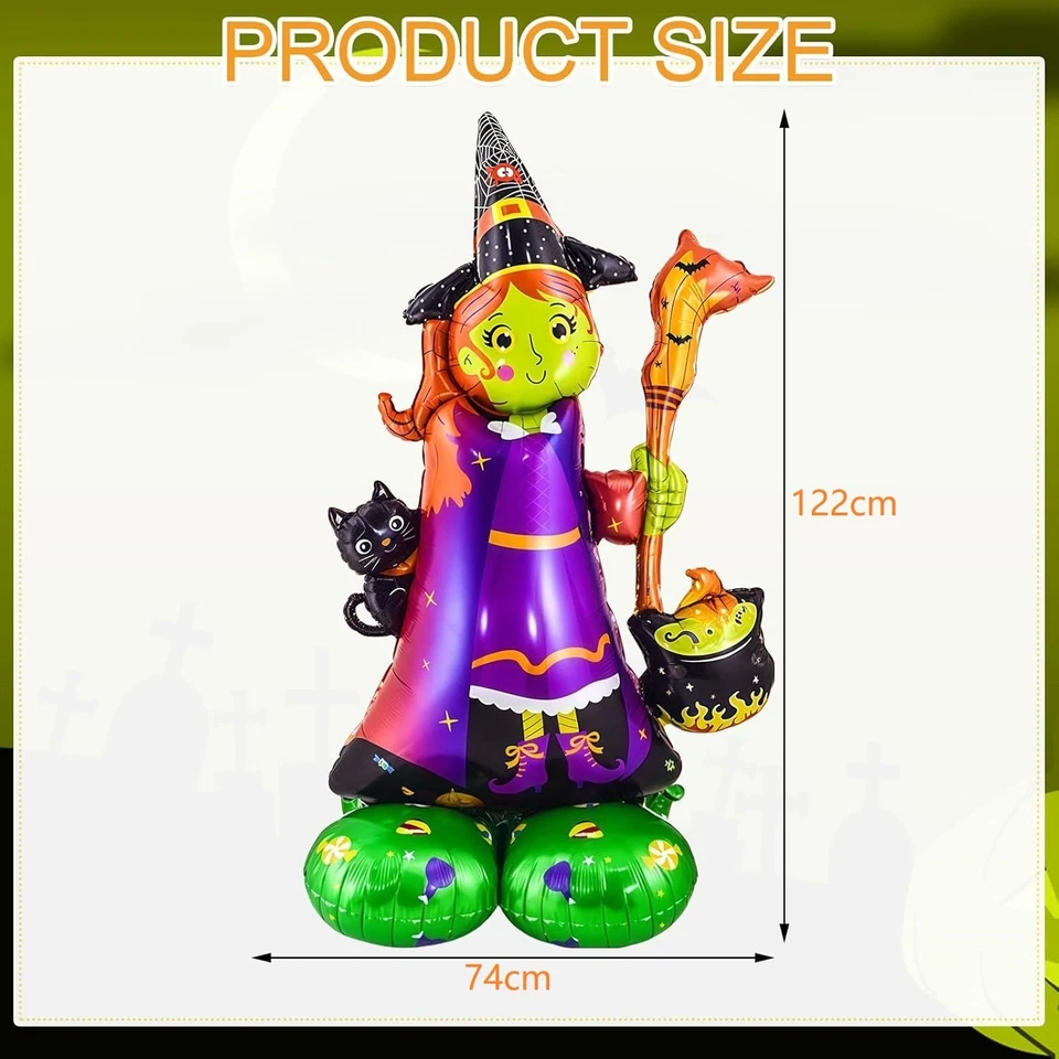 Bruja Globo Halloween Fiesta Decoración Autónomo Mago Cuento de Hadas Enorme Foto 2 de 4