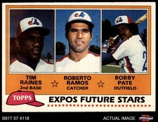 1981 Topps #479 Tim Raines / Roberto Ramos / Bob Pate Expos HOF RC 7 - NM