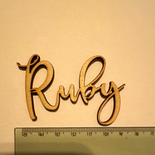 Wooden Script Name Letters Cut-Out, "Ruby" Name Wooden Letter Sign