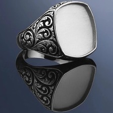 Sterling Silver Semi Mount Ring Setting Oval Cabochon 16x12mm Vintage