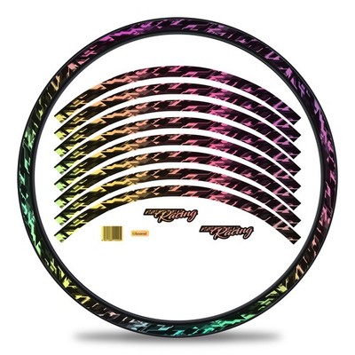 MTB Bike Fahrrad Felgen Aufkleber Set Hologramm Silber Glanz 27-29 Zoll RX026