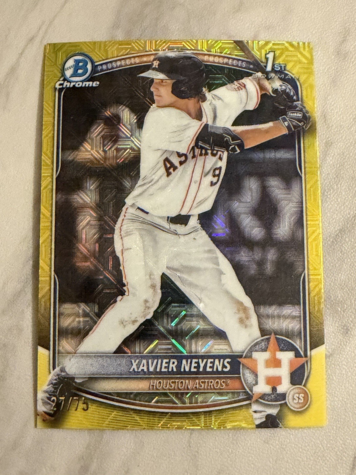 Xavier Neyens 1st Bowman Chrome Yellow Mojo /75 - 2025 Bowman Draft