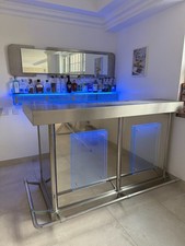 Quench Luxury Home Bar 1.8m - Commercial Stainless Steel, Sink, Lit Shelf & Bar