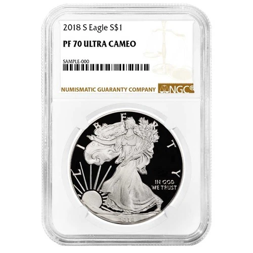 2018-S $1 1-oz Proof American Silver Eagle NGC PF70UC Brown Label