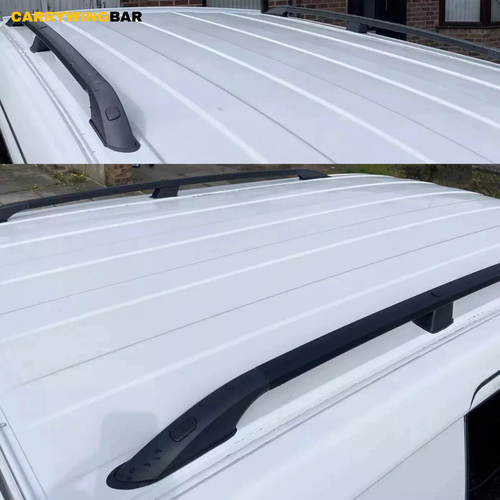 Barras laterales portaequipajes de techo de aluminio negro para Peugeot Partner L2/LWB 2019-25 - Imagen 9 de 12
