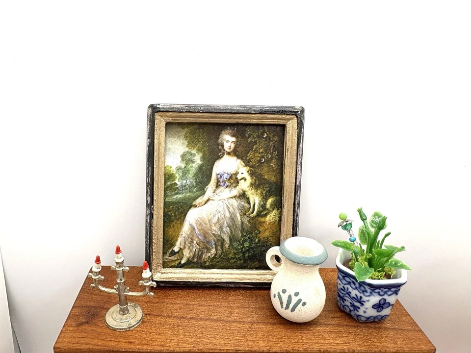 Reloj de abuelo piano Shakman vintage para casa de muñecas firmado retrato artesanal Foto 4 de 4