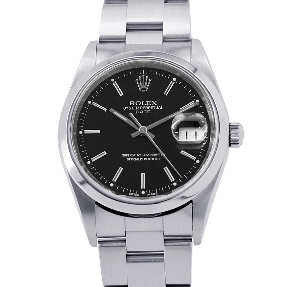 Rolex — ROLEX Oyster Perpetual Date 34mm Stainless Steel Black Dial 15200
