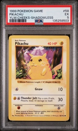 New Listing1999 Pikachu 58 Pokemon Game PSA 5