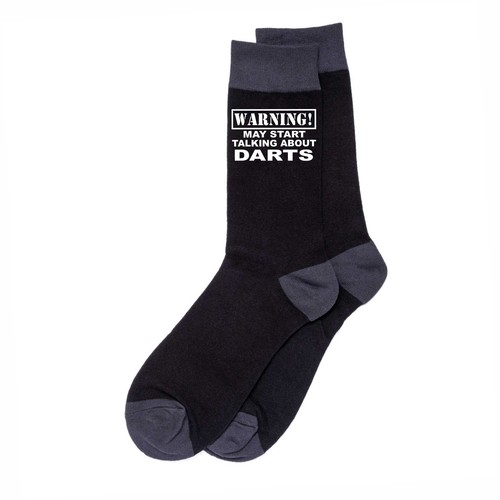 Calcetines divertidos para hombre Warning May Talk About Darts negros regalo de cumpleaños - Imagen 3 de 6