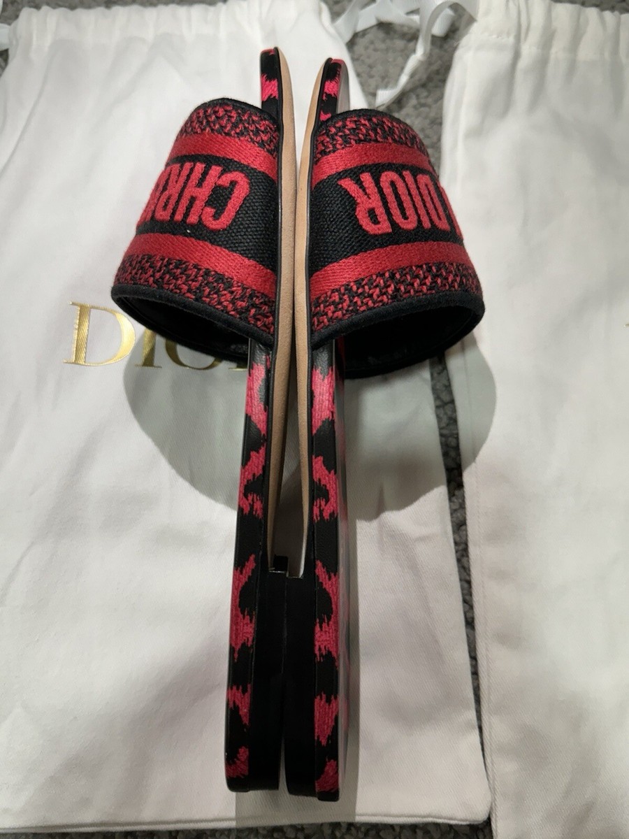 Authentic Christian Dior Dway Red Slides size 37.5 Women | eBay