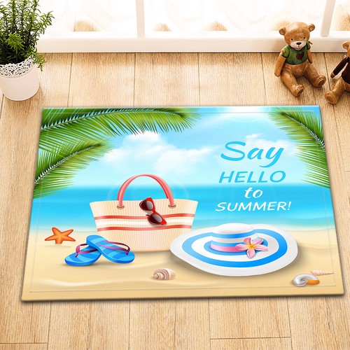 Juego de cortinas de ducha de tela de playa tropical para felices vacaciones decoración de baño con ganchos - Imagen 15 de 61