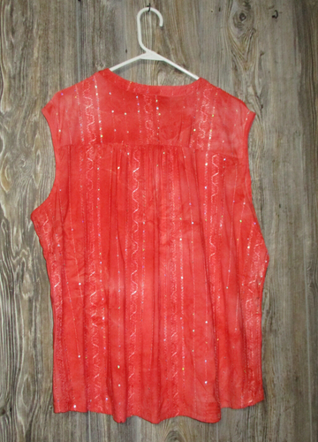 Cocomo Womens Sleeveless Tank Top Orange Artsy Fairy Grunge Gypsy Sequins Sz 1x - Picture 12 of 12