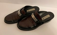 Vintage Brighton Loafer Mules Croc Black Brown DeeDee 9.5 M Made in Italy