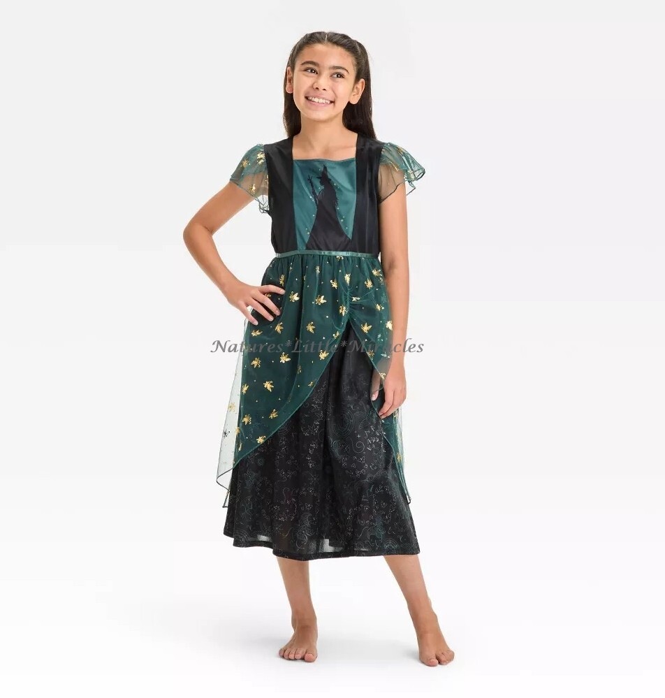 Wicked Nightgown Girls Pajama Size 4- 8 Elphaba Green Costume Gown Movie  Musical