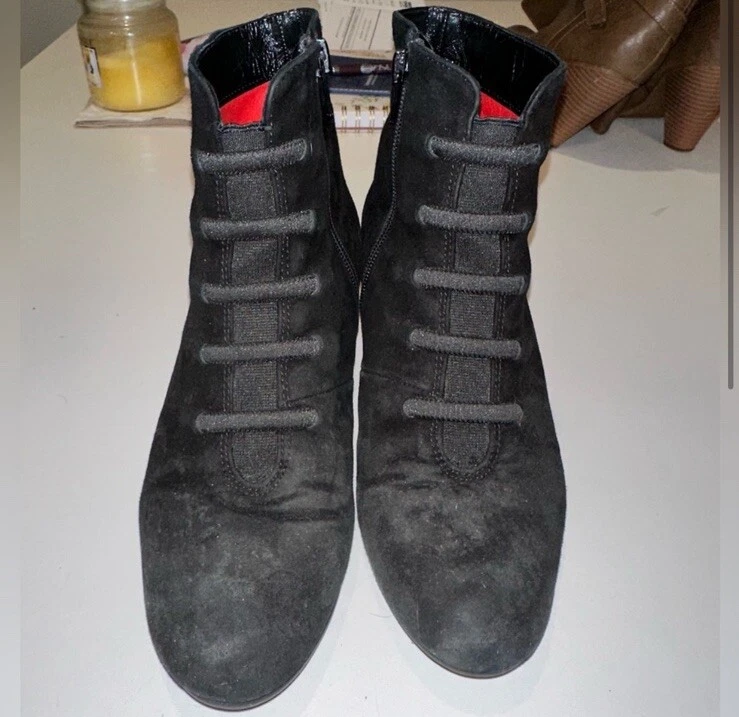 Botas al tobillo Sesto Meucci para mujer negras de gamuza con cremallera talla 7 M Foto 2 de 4