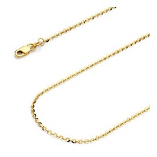 Wellingsale 14k Yellow Gold Solid 1.6mm Side Rolo Chain Necklace