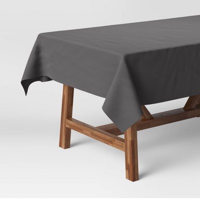 Threshold Solid Gray Cotton Blend Plain Weave 60'' x 104'' Rectangular Tablecl@A14