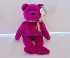 Ty Beanie Baby Plush Purple Millenium Bear 1999 with error