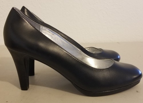 Womens 3" High Heeled Pumps BLACK Size 9 Career Office shoes George - Picture 2 of 11