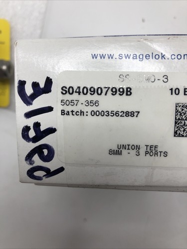 Swagelok SS-8MO-3 Union Tee Metric 8mm 316 Stainless, 3 Port S04090799B - Picture 3 of 9