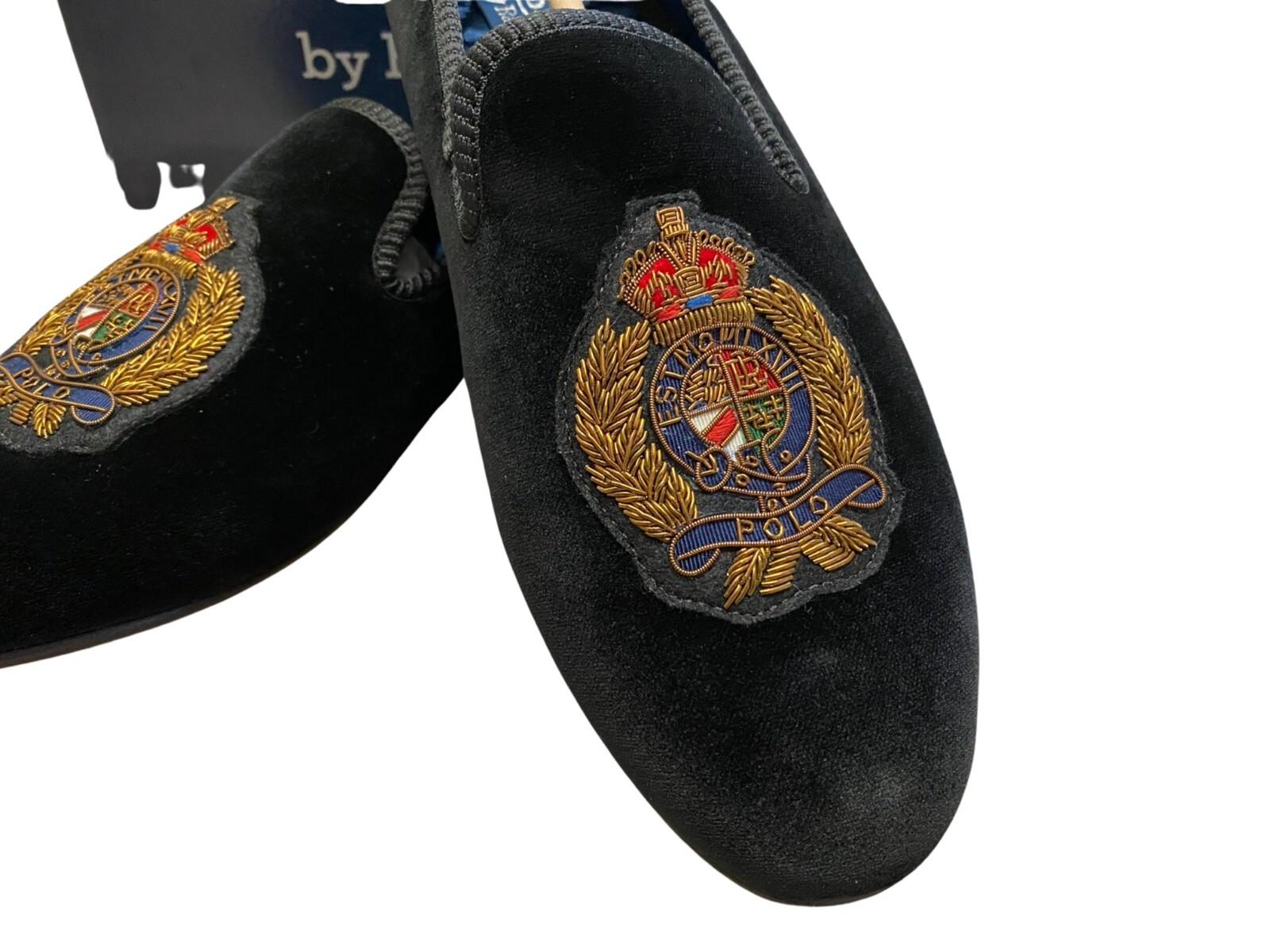 Polo Ralph Lauren Paxton Crest Velvet & Silk Slipper/Loafer Black Men's Size 8D eBay