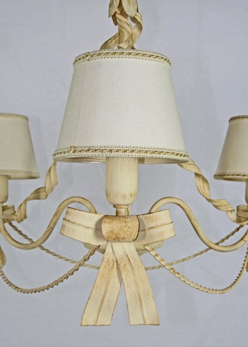 Lampadario stanza da letto con 3 luci in avorio con paralumi shabby chic art.602 - Imagen 5 de 8