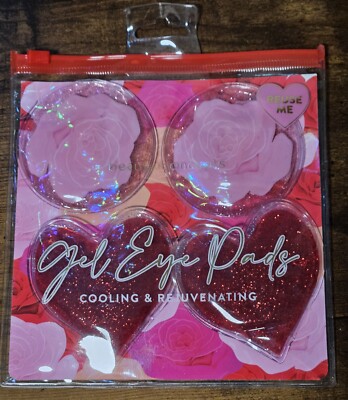 NEW Heart Shaped & Rose Soothing Rejuvenating Gel Eye Pads Puffy Eyes   Glitter
