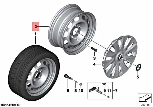 Genuine BMW F30 F31 F35 F36 316d 316i 316Li 318d Steel Rim Schwarz 