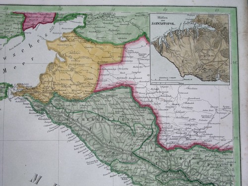 1856 XXL ORIGINAL MAP BLACK SEA ARMENIA ROMANIA BULGARIA UKRAINE MOLDAVIA RUSSIA - Picture 6 of 12
