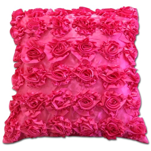 Soft 3D Satin Silk Raised 18"x18" Colourful Rose Design Cushion Covers/Cases - Picture 54 of 60