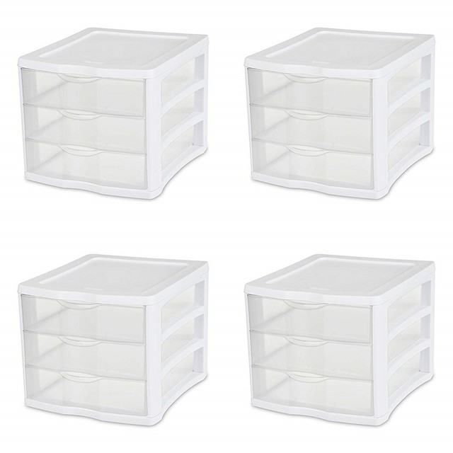 Sterilite 23658004 Medium Tall Modular Drawer White Frame With