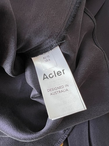 NWT NEW ACLER NAVY BLUE SILK DRAPE BLOUSE TOP SHIRT US SIZE 6 - Picture 8 of 11