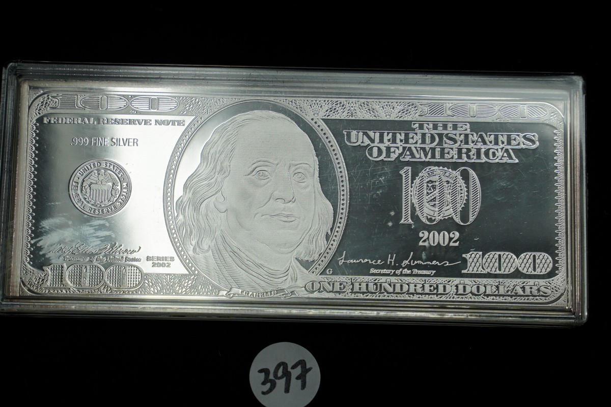 2002 $100 Franklin Silver Proof 1 Troy ounce .999 fine