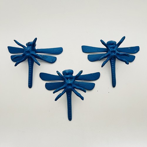 Blaue Gusseisen Gartenkäfer LIBELLE Figuren Insekt Libellen 3 Stück - Bild 6 von 12