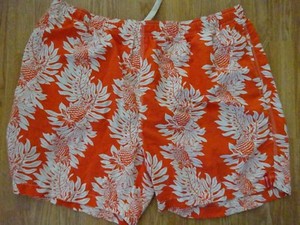 orange and white bathing suit