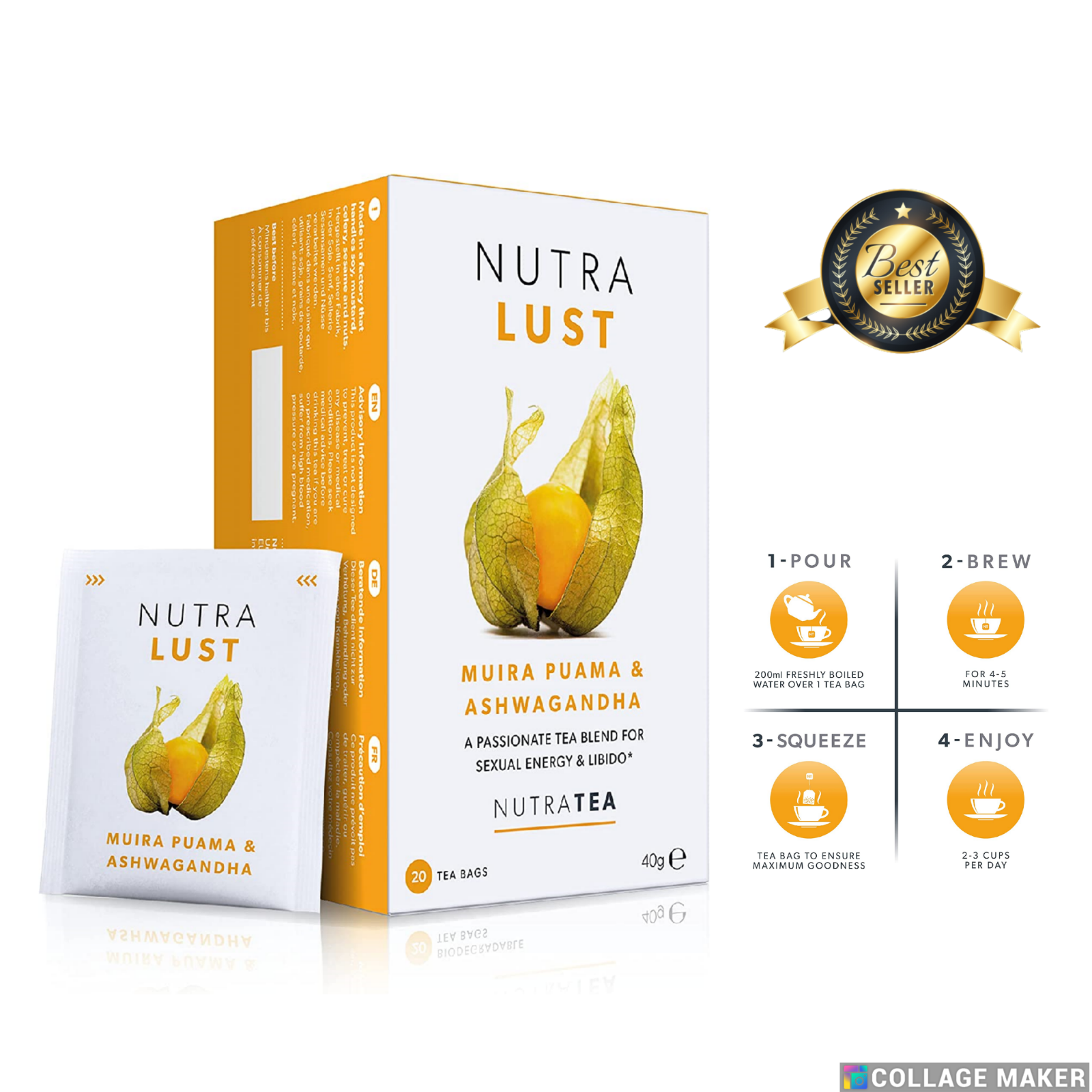 NutraLust Tea Ashwagandha Muira Puama Ginseng Passion Stamina Hormonal