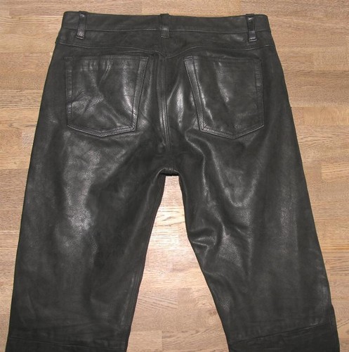 " MAN`S FASHION " Herren- LEDERJEANS / Nubuk- Lederhose in schwarz ca. W35"/L33"
