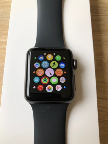 Apple Watch Series 3 38mm Space Gray Aluminium Black Sport Boxed A1858 MTF02B/A - Picture 3 of 24