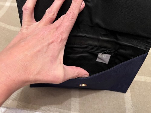 ASOS Navy Clutch Bag With Gold and Pearl Clasp Detail - Picture 5 of 6