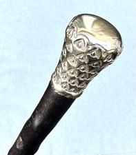 Vintage Antique 19C Gold Filled Knobby Wood Swagger Knob Walking Stick Cane Old