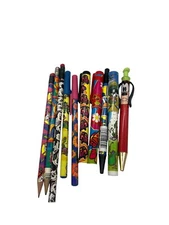 Vintage Huge Mixed Lot Pens & Pencils Disney Bic Kalan Looney Tunes Lot Of 10