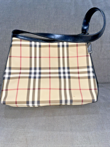 Authentic Burberry London Nova Check Shoulder Hand Bag. Black/Tan